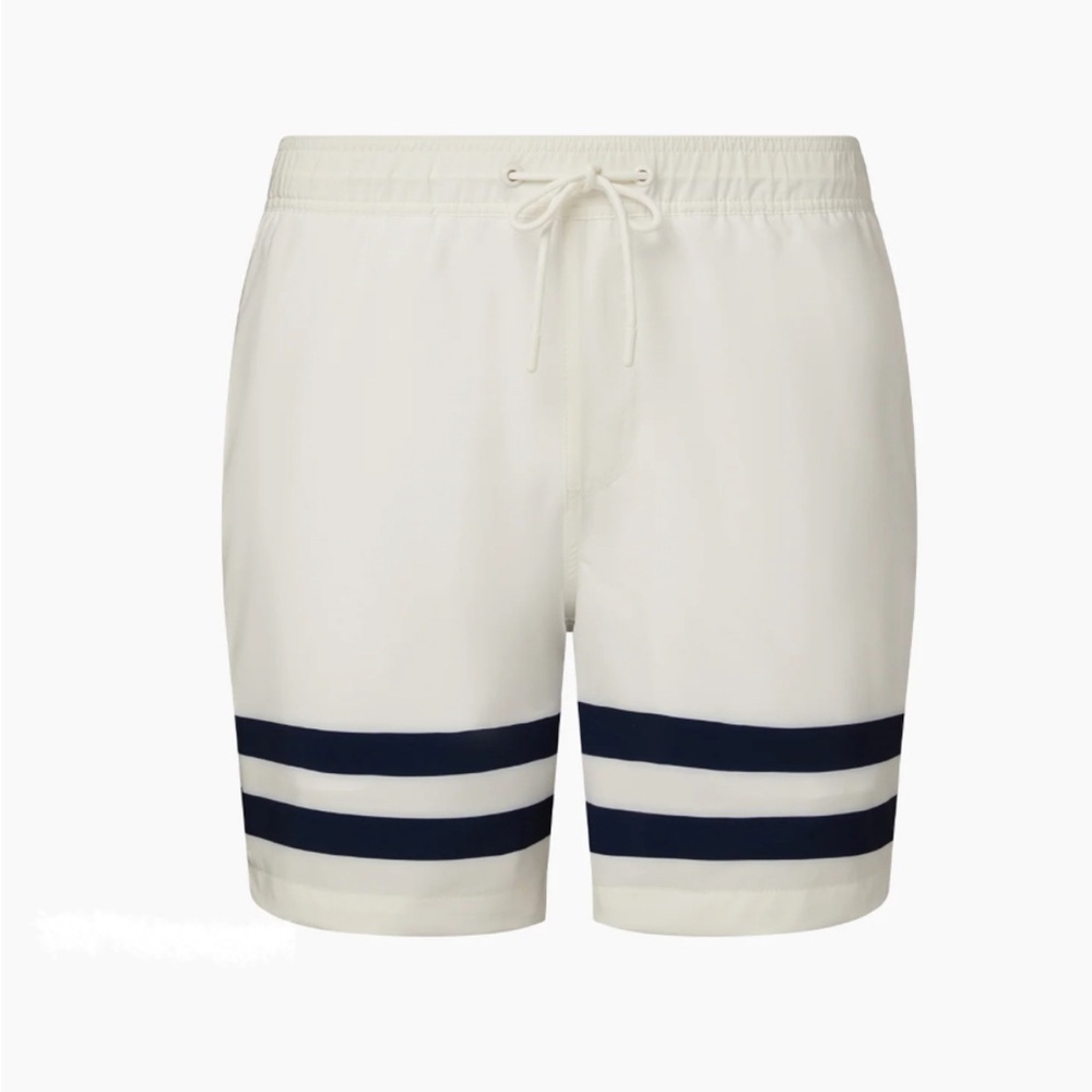 Onia Tonal-Stripe Stretch Swim Shorts in White